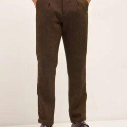The Bear House Brown Regular Fit Textured Trousers-image-77