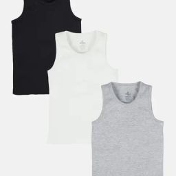 Kiddopanti Boys Multicolor Cotton Regular Fit Vests - Pack of 3-image-31