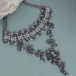 Sohi Women's Silver Maxi Drop Necklace-23