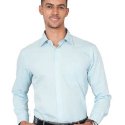 Ostermann Blue Cotton Regular Fit Formal Shirt-picture-35