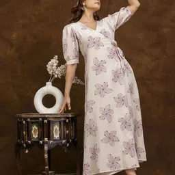 Anouk Floral Print Puff Sleeve Midi Dress-picture-2