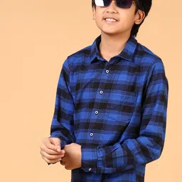 V-Mart Boys Spread Collar Tartan Checked Cotton Casual Shirt-picture-37