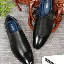 Kosher Men Textured Formal Slip-Ons Shoes-image-35