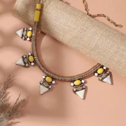 Sohi Multicolour Designer Statement Stones Necklace-image-35