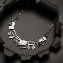 Sohi Women's Black & Silver Dented Geometrical Necklace-42
