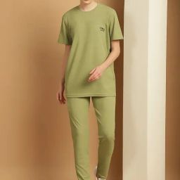 Vimal Jonney Olive Green T-Shirt & Track Pants Set-picture-13