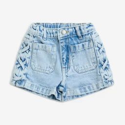HOP Kids by Westside Light Blue High-Rise Denim Shorts-image-2