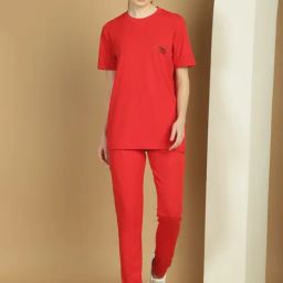 Vimal Jonney Red T-Shirt & Track Pants Set-image-41