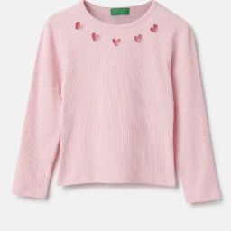 United Colors of Benetton Kids Pink Cotton Ripped Top-33