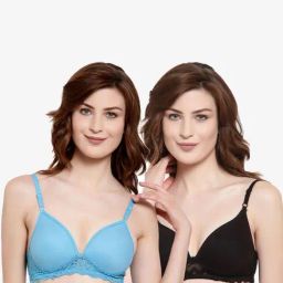 AROUSY Black & Blue Cotton Self Pattern T-Shirt Bra - Pack Of 2-picture-23