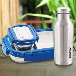 Magnus Silver Stainless Steel Deluxe Airtight Leakproof School & Office Lunch Boxes Set - Set of 3-35