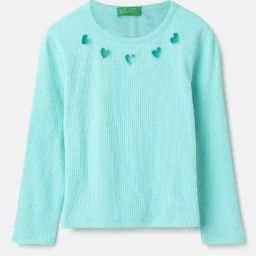 United Colors of Benetton Kids Blue Cotton Ripped Top-14