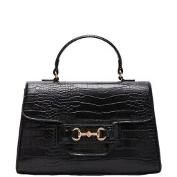 Anne Klein Black Textured Satchel Handbag-41