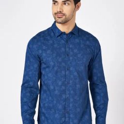 Byford By Pantaloons Blue Cotton Slim Fit Printed Shirt-picture-41