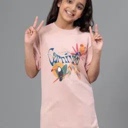 Mode By Red Tape Girls Pink Cotton Printed T-Shirt-image-63