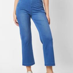 Spykar Light Blue Relaxed Fit High Rise Trousers-picture-41