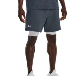 Under Armour Grey Slim Fit 2-In-1 Sports Shorts-picture-44