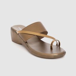 Shezone Women Bronze-Toned Solid One Toe Heels-28