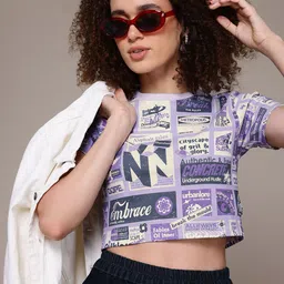 The Roadster Lifestyle Co. Typography Printed Cropped T-Shirt-picture-40