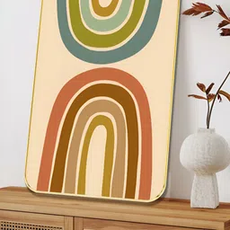 SAF Cream-Coloured & Green Rainbow Printed Wall Art-23