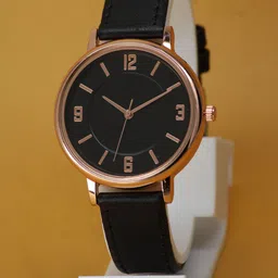 VIRAKTI Women Brass Dial & Leather Straps Round Reset Time Analogue Watch G-03-BLACK-Y-image-99