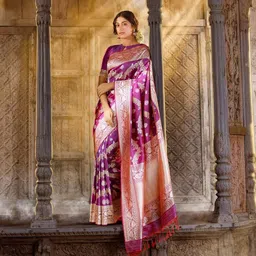 S.K.C Floral Pure Silk Banarasi Saree-image-72