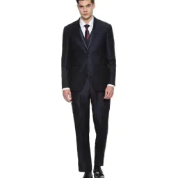 Louis Philippe Navy Textured Slim Fit Suit-image-60