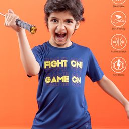 Pine Active Half Sleeves Tee Text Print - Dark Blue-image-48