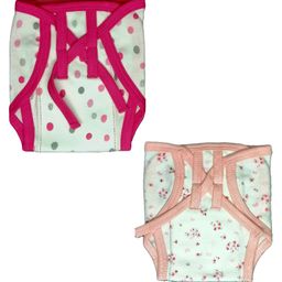 Kindermum Combo of 2 Nappies Polka Combo Small- Red and Peach-0