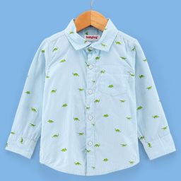 Babyhug Full Sleeves Shirt Dino Print - Blue-image-28