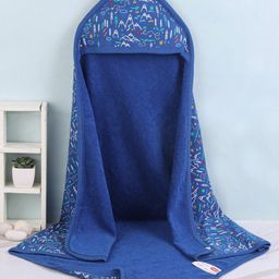 Babyhug Terry Knit Hooded Bath Towel Mountain Print L 72 x B 72 cm - Blue-image-73