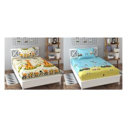 RRC Super Soft Brushed Microfiber Cotton 2 Single Bed sheet With 2 Pillow Cover Light Blue-image-96