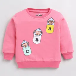 CUTOPIES Full Sleeves Monkey Printed Sweatshirt - Rose Pink-picture-5