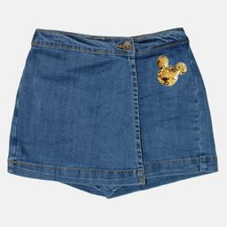 Kiddopanti Sequin Butterfly Embellished Skirt Style Shorts - Mid Wash Blue-image-65