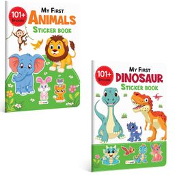 My First Animals and Dinosaur Sticker Book with 101+ Stickers | Combo of 2 sticker book | Activity Book for Children, kids activity book.-0