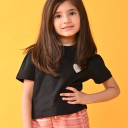 Anthrilo Half Sleeves Heart Printed Tee - Black-image-28