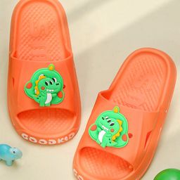 Yellow Bee Dinosaur Applique Flip Flops - Orange-picture-17