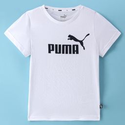 Puma Cotton Knit Half Sleeves T-Shirt With Logo Print - White-image-82