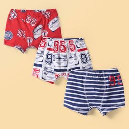 HoneyHap Disney Lycra Knit Briefs With Cars Graphics Pack of 3 - Red White & Navy Blue-image-18