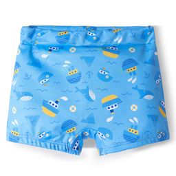 Babyhug Above Knee Length Water Repellant Swimming Trunk with Ocean Theme Print - Light Blue-image-54