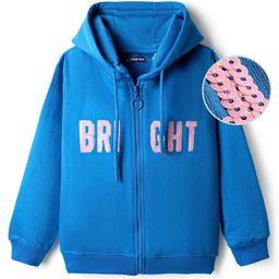 Pine Kids Cotton Knit Full Sleeves Hooded SweatJacket with Sequin Detailing - Blue-picture-46
