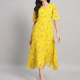 Curvydrobe Floral Printed Georgette Wrap Midi Dress-picture-29