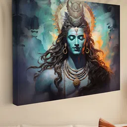 Myntra Elegant Homes Blue & Black Lord Shiva Canvas Wall Art-picture-13
