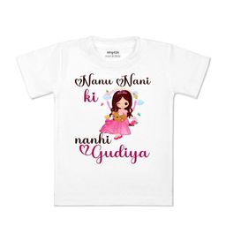 Arvesa Kids Typography Printed V-Neck Applique T-shirt-image-62