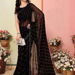 KALINI Embellished Mukaish Poly Georgette Saree-image-29