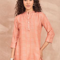 all about you Ethnic Motifs Print Mandarin Collar Top-image-20