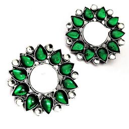 Yash Jewels Emporiums Silver-Plated Artificial Stones Studded Oxidised Contemporary Studs-image-89