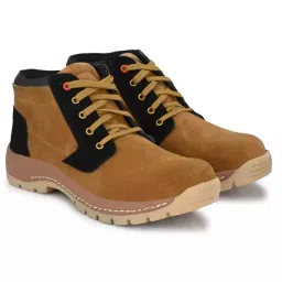 Armaduro Steel Toe Safety Shoes High Ankle Rubber Sole Tan Full Grain Leather Size UK 10, AD1002-image-46
