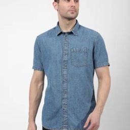Numero Uno Blue Regular Fit Solid Shirt-image-92