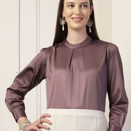Style Quotient Mandarin Collar Satin Top-image-11